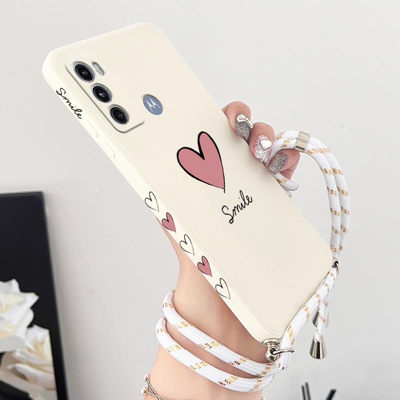 Phone Cases Motorola Edge 2025 - G60 كبير الأحمر القلب الحبل سيليكون