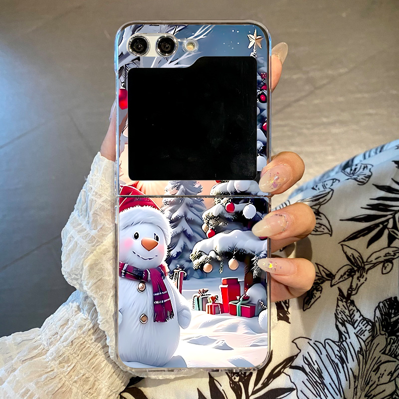 Phone Cases Z Flip 6 - غطاء هاتف بتصميم رجل الثلج والأيل