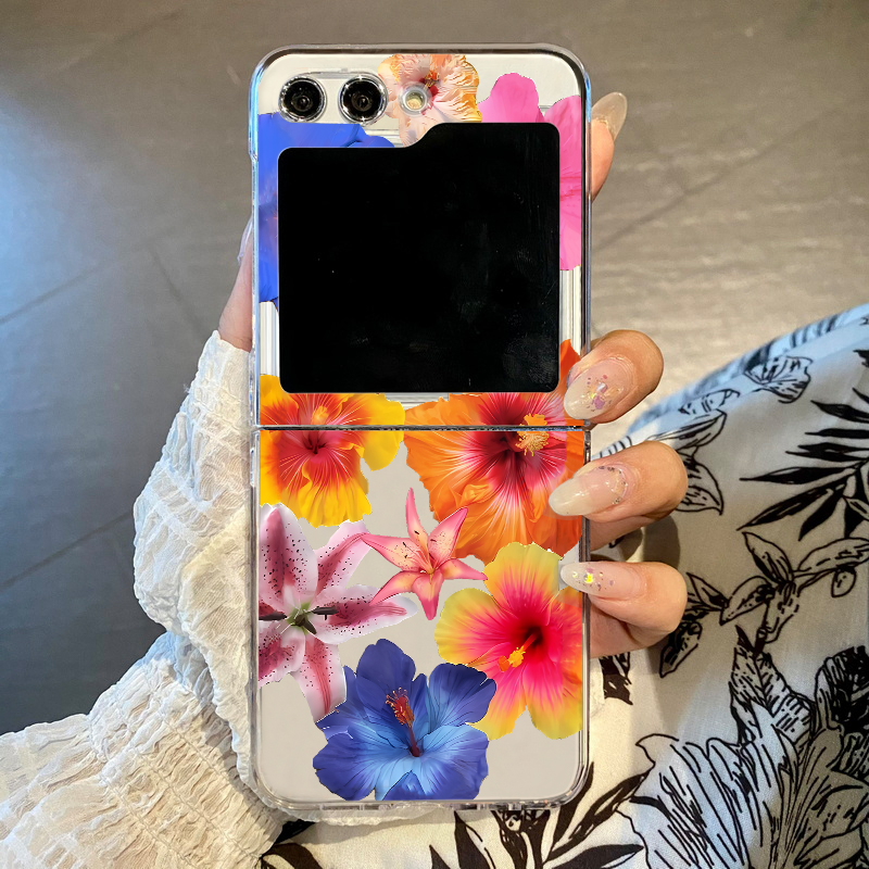 Phone Cases Z Flip 6 - واقعية الأزهار طباعة جراب هاتف لسامسونج
