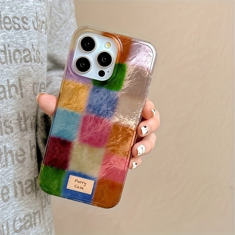 Phone Cases Xs - غطاء هاتف بتصميم مربعات ملونة بأسلوب