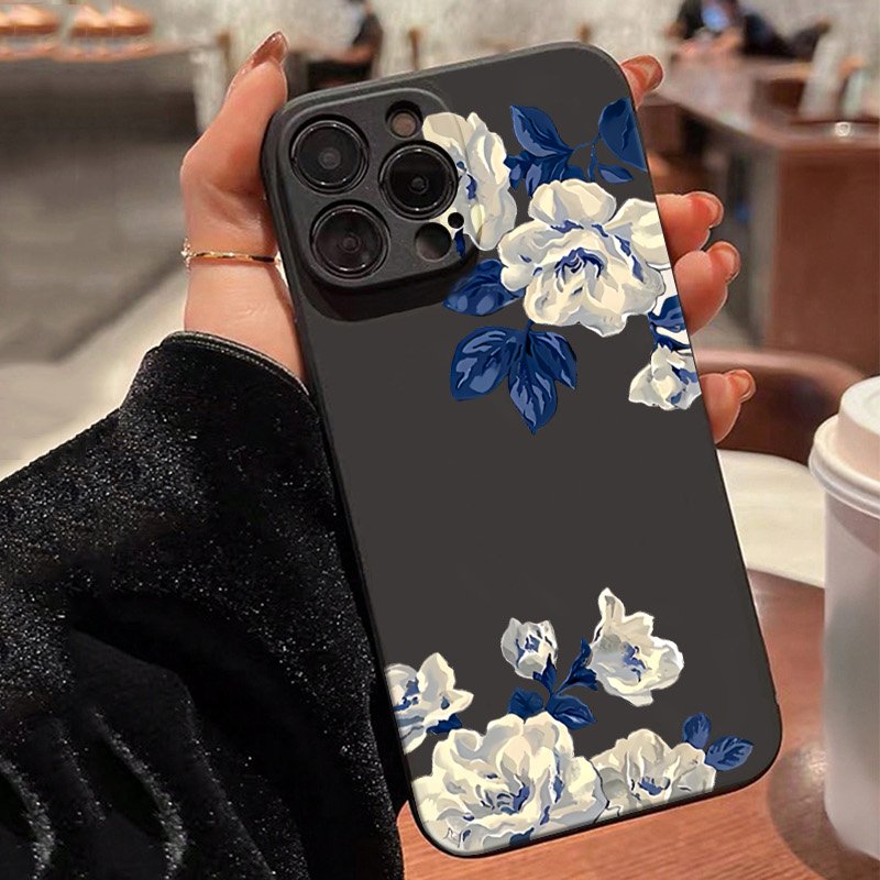 Phone Cases Galaxy A17 - الأزرق والأبيض زهرة قضية الهاتف لسامسونج