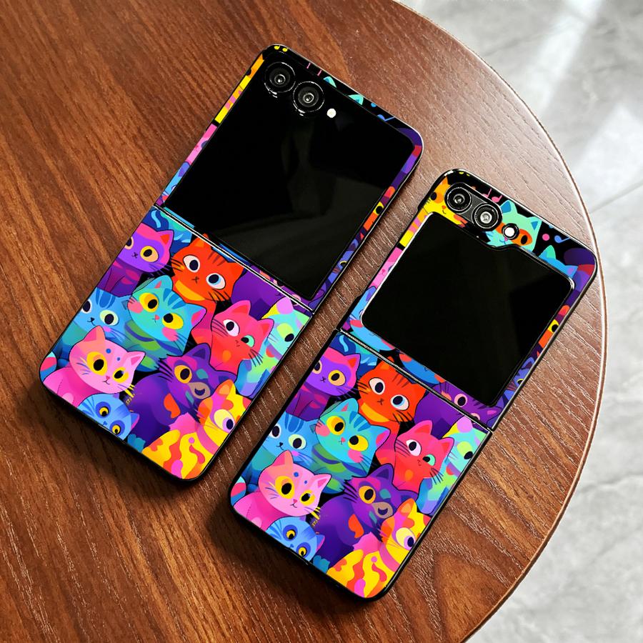 Phone Cases Z Flip 6 - غطاء هاتف كامل التغطية بتصميم قطة